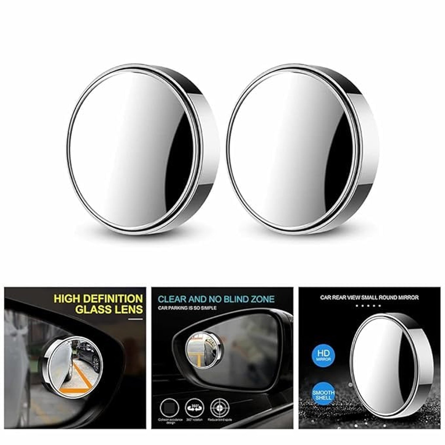 360° Adjustable Blind Spot Mirror for Car Side Rearview (2 Pc) 360° Adjustable Blind Spot Mirror for Car Side Rearview (2 Pc)